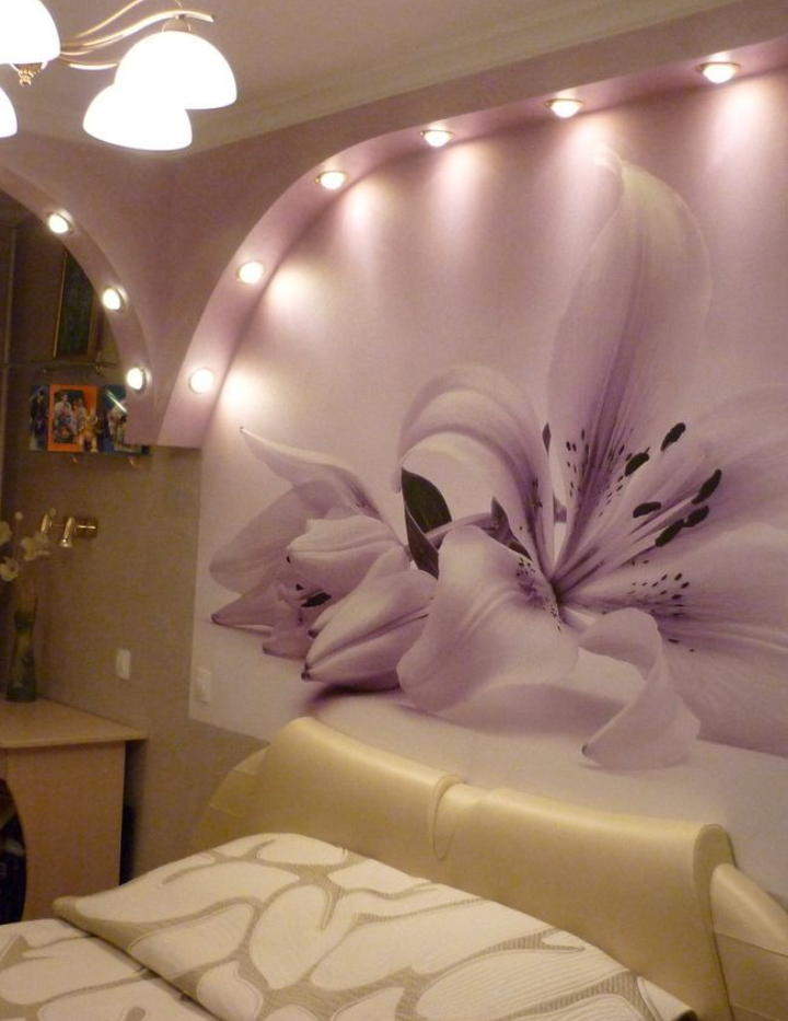 lily room — purple lilies and warm light.