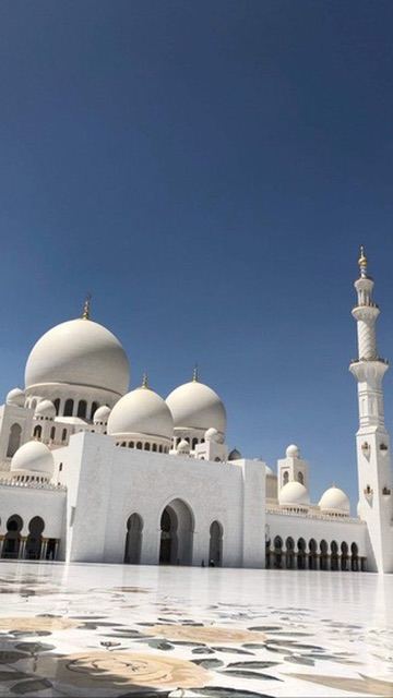 grand mosque — domes stacked against a sky so blue it hums. by Din Tanovic, Stockholm photo blog