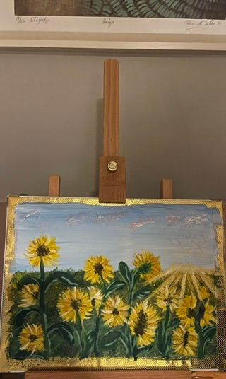 sunflowers — little painting on the easel by Din Tanovic, Stockholm photo blog