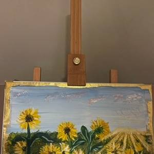 sunflowers — Din Tanovic sunflowers — little painting on the easel — photo by Din Tanovic, Stockholm